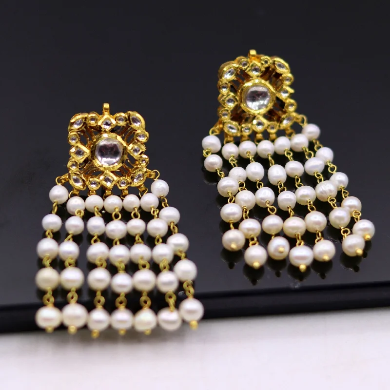 Best-Selling Jewelry Styles Now At Exclusive Discounts 22k yellow gold handmade fabulous kundan jadau stud with dangling pearl excellent bridal jewelry er81 Best-Selling Jewelry Styles Now At Exclusive Discounts 22k yellow gold handmade fabulous kundan jadau stud with dangling pearl excellent bridal jewelry er81