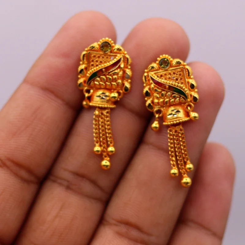 Eco-Friendly Sustainable Jewelry For Conscious Buyers 22kt yellow gold handmade filigree work antique style earrings pair drop dangle gorgeous wome's jewelry er92 Eco-Friendly Sustainable Jewelry For Conscious Buyers 22kt yellow gold handmade filigree work antique style earrings pair drop dangle gorgeous wome's jewelry er92