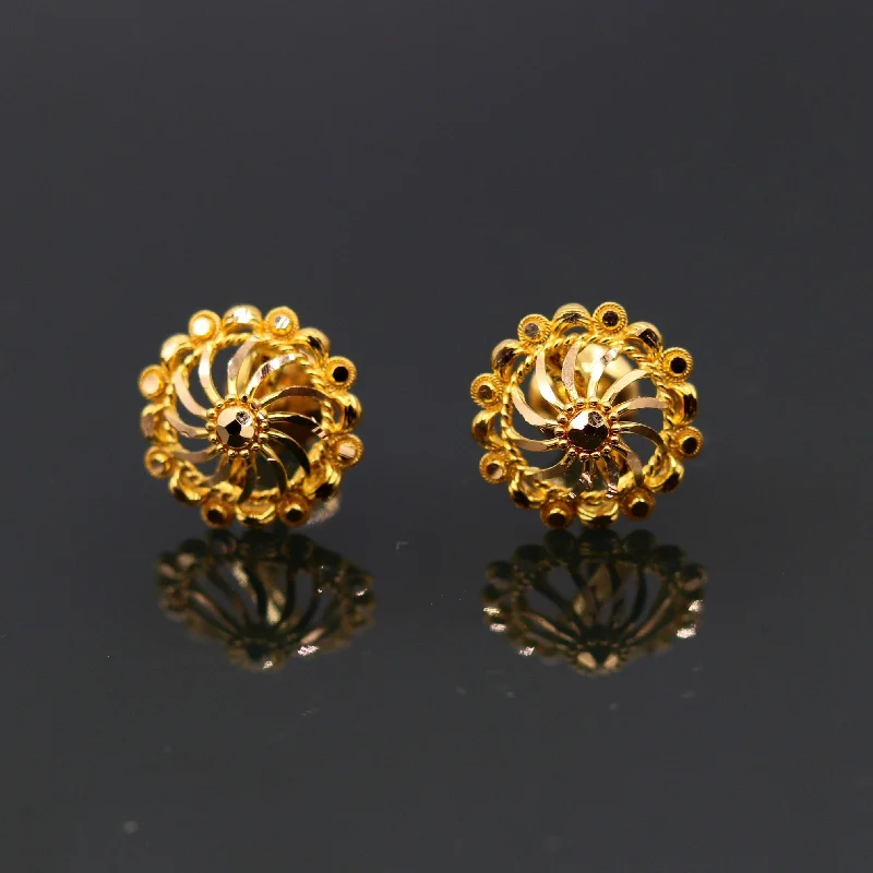 Affordable Glamour – Must-Have Jewelry At Special Rates 22kt yellow gold handmade stud earrings amazing filigree work solid earrings stylish modern jewelry from india Affordable Glamour – Must-Have Jewelry At Special Rates 22kt yellow gold handmade stud earrings amazing filigree work solid earrings stylish modern jewelry from india