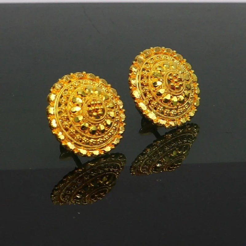 22kt yellow gold handmade unique stylish filigree work stud earring, beautiful customized best gift brides collection india jewelry er124