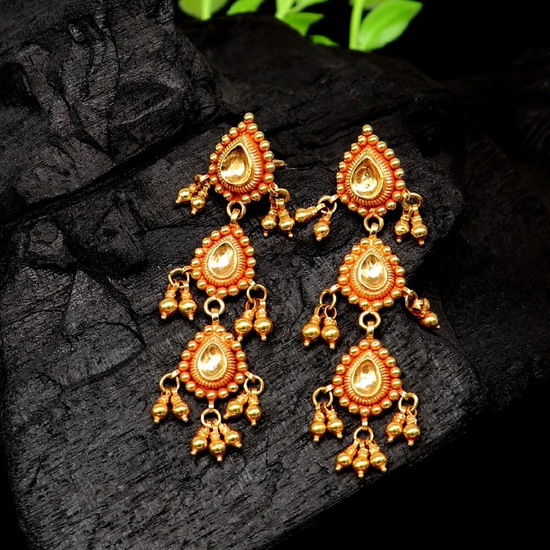 Shine Bright With Our Special Jewelry Promotions 22Kt yellow gold handmade Vintage antique tussi design earring, gorgeous brides gifting stud earring drop dangle wedding jewelry ear130 Shine Bright With Our Special Jewelry Promotions 22Kt yellow gold handmade Vintage antique tussi design earring, gorgeous brides gifting stud earring drop dangle wedding jewelry ear130