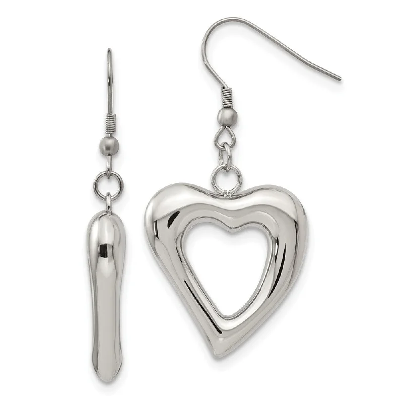 The Perfect Jewelry Piece At The Perfect Discount 26mm Open Heart Dangle Earrings in Stainless Steel The Perfect Jewelry Piece At The Perfect Discount 26mm Open Heart Dangle Earrings in Stainless Steel
