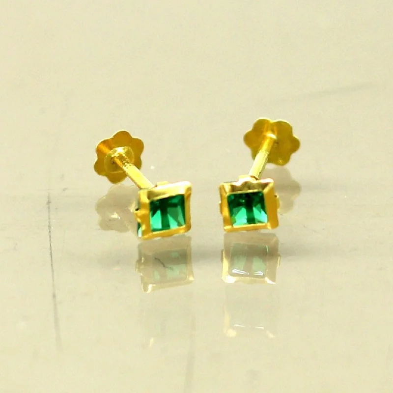 3.5mm tiny single Green stone handmade 18kt yellow gold combo jewelry we can use as stud or nose stud , baby stud cartilage jewelry er110