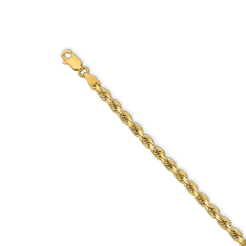 Stunning Jewelry At A Fraction Of The Price 3.75mm 14k Yellow Gold, Solid Diamond Cut Rope Chain Bracelet Stunning Jewelry At A Fraction Of The Price 3.75mm 14k Yellow Gold, Solid Diamond Cut Rope Chain Bracelet
