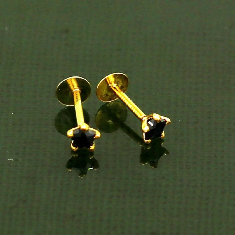 2mm/ 3mm /4mm single black stone 18kt yellow gold handmade star shape fabulous screw back stud earring use as nose pin unisex jewelry er119