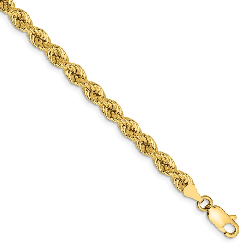 Huge Savings On Timeless Jewelry Collections 4mm, 14k Yellow Gold, Handmade Solid Rope Chain Bracelet
