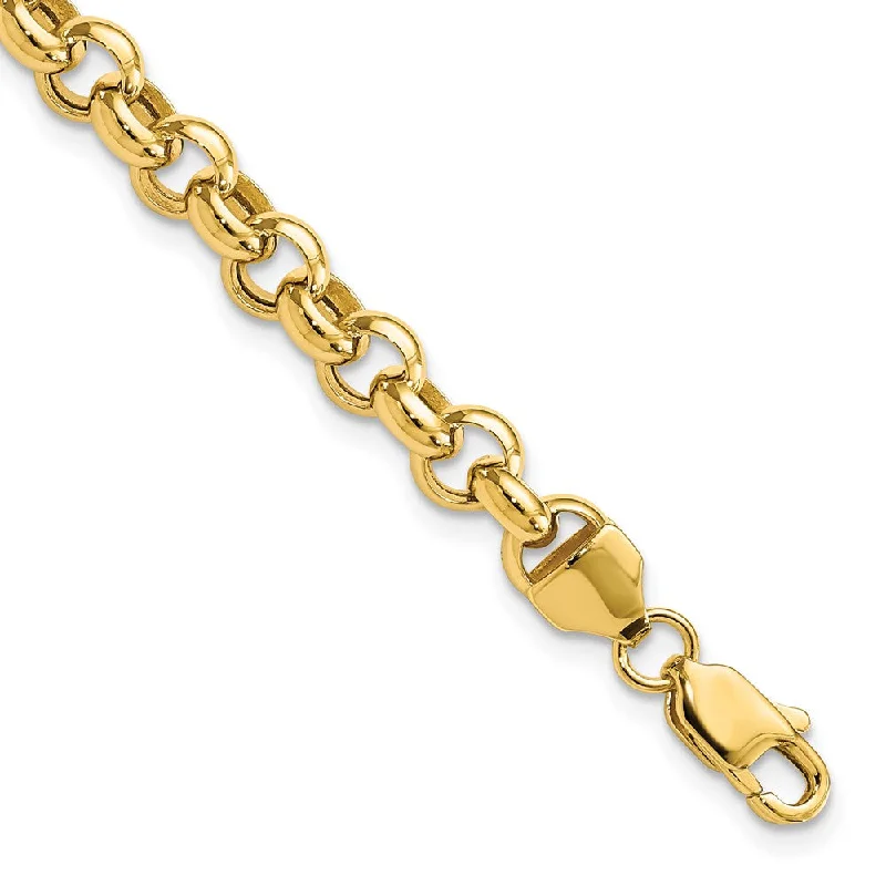 Grab Your Favorite Jewelry At The Lowest Prices 6.25mm Polished Hollow Rolo Chain Bracelet in 14k Yellow Gold Grab Your Favorite Jewelry At The Lowest Prices 6.25mm Polished Hollow Rolo Chain Bracelet in 14k Yellow Gold
