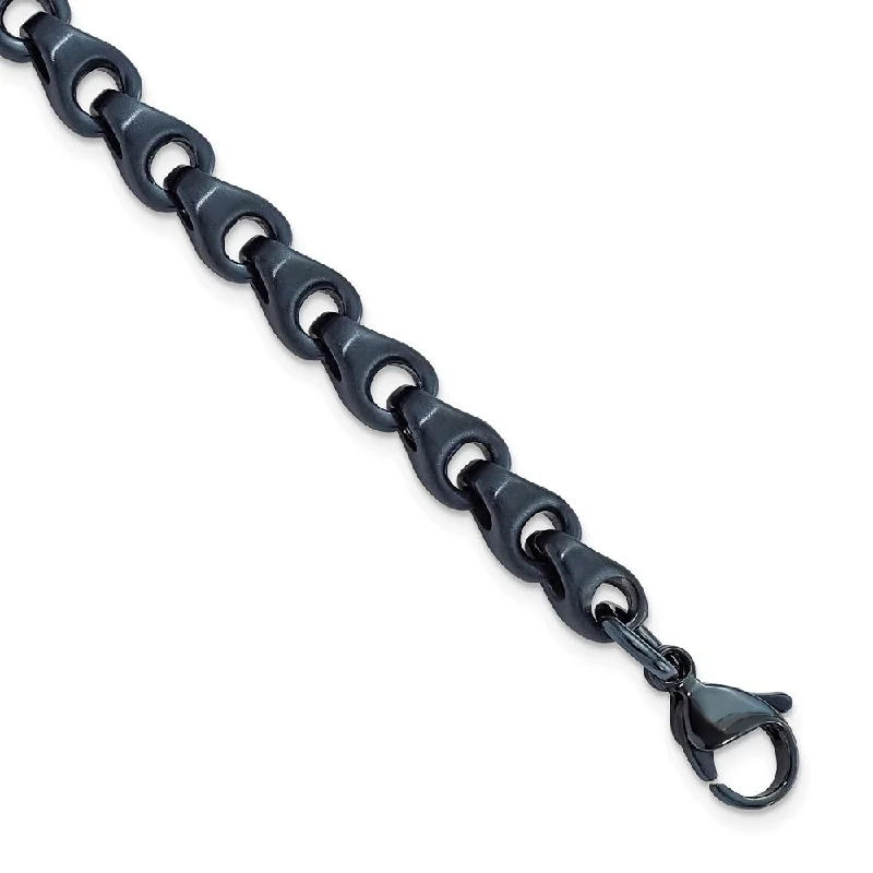 Chic, Trendy, And Affordable Jewelry Sale 6mm Dark Grey/Blue Plated Stainless Steel Chain Link Bracelet, 8.5 In
