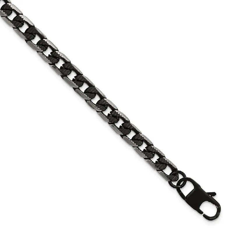 Handcrafted Beauty At Affordable Prices 6mm Stainless Steel & Black Plated Fancy Curb Chain Bracelet, 8 Inch Handcrafted Beauty At Affordable Prices 6mm Stainless Steel & Black Plated Fancy Curb Chain Bracelet, 8 Inch