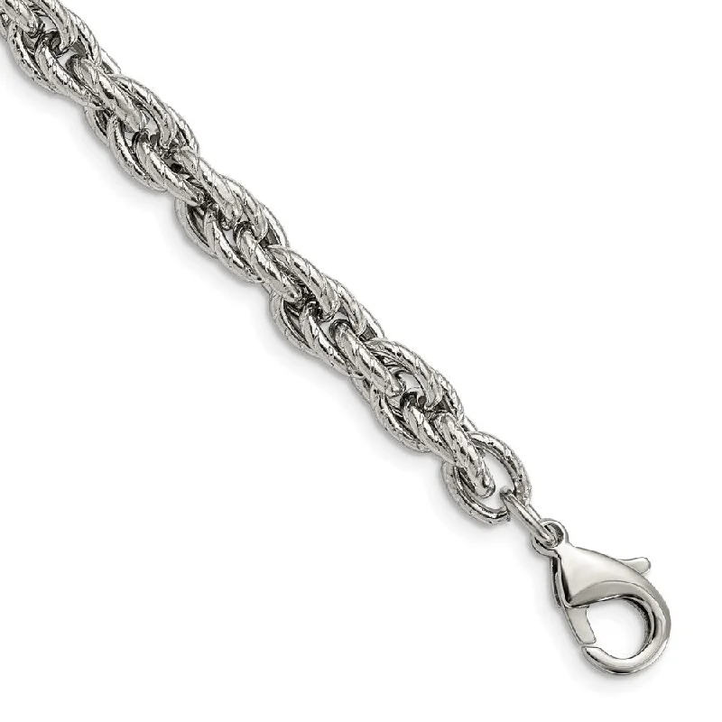 The Biggest Jewelry Sale Of The Year Is Here 7.5mm Stainless Steel Textured Fancy Loose Rope Chain Bracelet, 8 Inch The Biggest Jewelry Sale Of The Year Is Here 7.5mm Stainless Steel Textured Fancy Loose Rope Chain Bracelet, 8 Inch