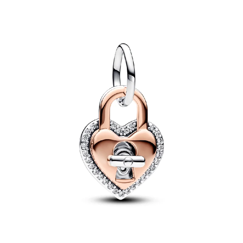 Don't Miss Out On Jaw-Dropping Jewelry Discounts Two-tone Twistable Heart Padlock Double Dangle Charm Don't Miss Out On Jaw-Dropping Jewelry Discounts Two-tone Twistable Heart Padlock Double Dangle Charm