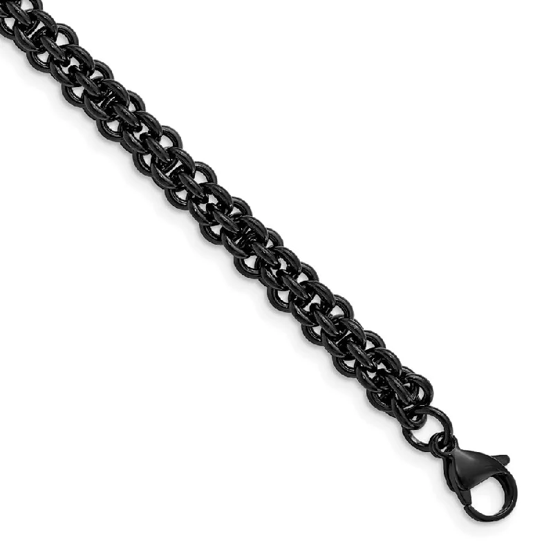 Sparkle More For Less – Jewelry Sale Happening Now 7mm Black Plated Stainless Steel Fancy Link Chain Bracelet, 9 inch Sparkle More For Less – Jewelry Sale Happening Now 7mm Black Plated Stainless Steel Fancy Link Chain Bracelet, 9 inch