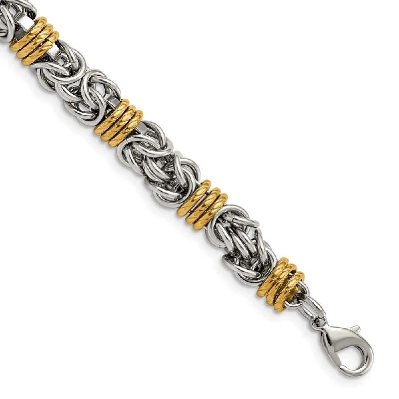 Get Ready To Sparkle – Special Jewelry Discounts 8.5mm Stainless Steel & Gold Tone Byzantine Chain Bracelet, 8.25 Inch Get Ready To Sparkle – Special Jewelry Discounts 8.5mm Stainless Steel & Gold Tone Byzantine Chain Bracelet, 8.25 Inch