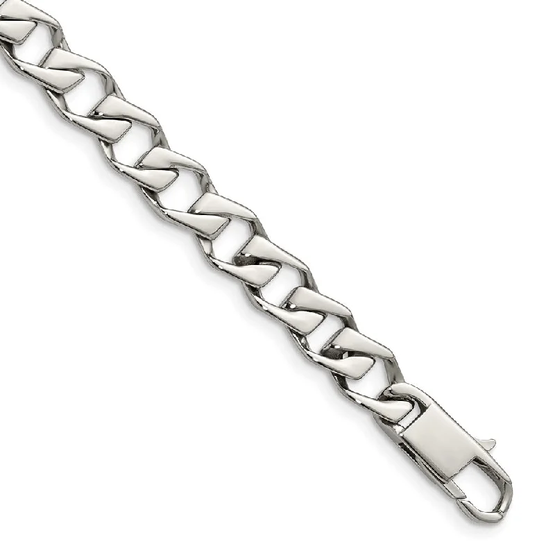 Celebrate With Sparkle – Jewelry Sale Now Live 9mm Stainless Steel Polished Fancy Open Curb Chain Bracelet, 8.5 Inch Celebrate With Sparkle – Jewelry Sale Now Live 9mm Stainless Steel Polished Fancy Open Curb Chain Bracelet, 8.5 Inch