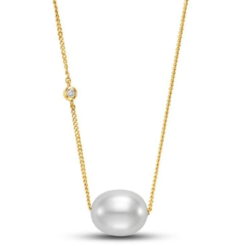 Exclusive Jewelry Sale – Shine For Less Asymmetrical Diamond & Pearl Necklace