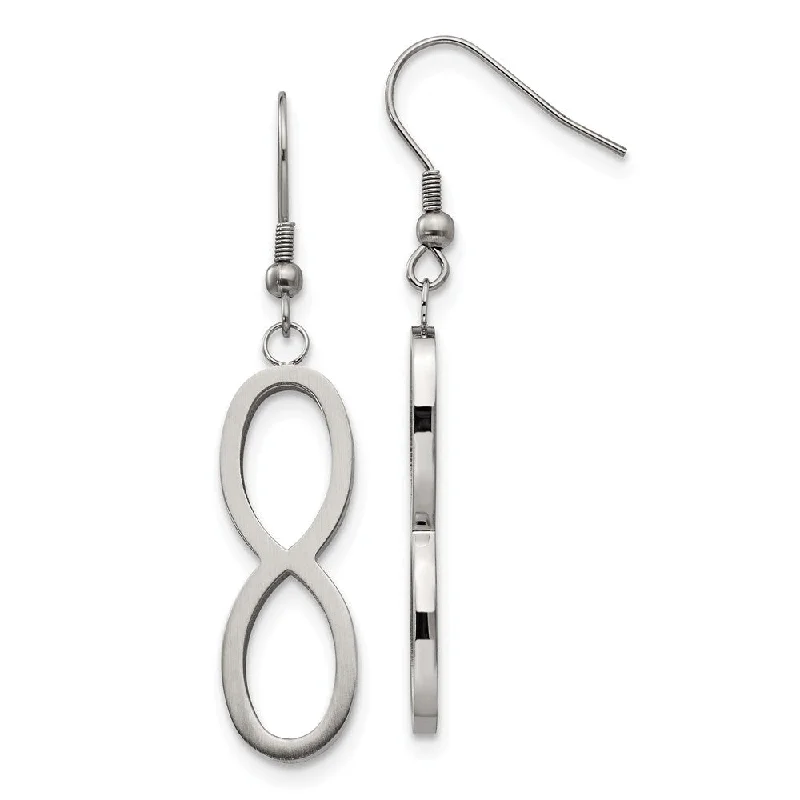 Don't Miss These Dazzling Jewelry Discounts Brushed Infinity Symbol Dangle Earrings in Stainless Steel Don't Miss These Dazzling Jewelry Discounts Brushed Infinity Symbol Dangle Earrings in Stainless Steel