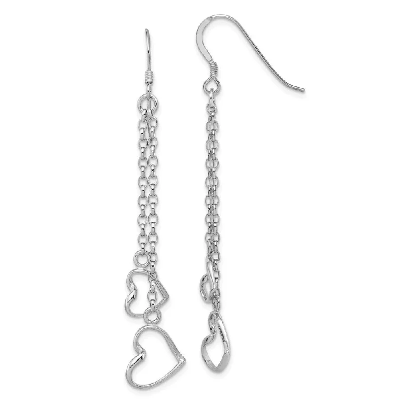 Shop Signature Jewelry Styles At Exclusive Prices Double Open Heart Chain Dangle Earrings in Sterling Silver Shop Signature Jewelry Styles At Exclusive Prices Double Open Heart Chain Dangle Earrings in Sterling Silver