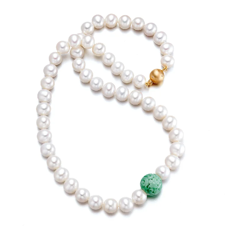 Discover Unique Jewelry With Special Limited-Time Offers 8.5mm Pearl & Carved Green Jade Dragon Ball Necklace Discover Unique Jewelry With Special Limited-Time Offers 8.5mm Pearl & Carved Green Jade Dragon Ball Necklace