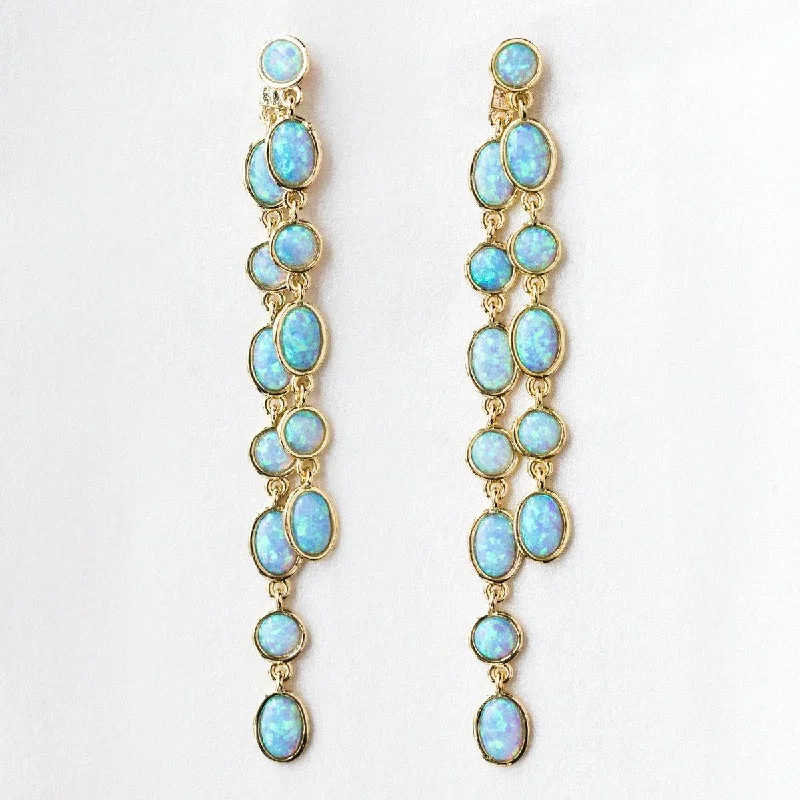 Ellie Earrings in Gold with Opal