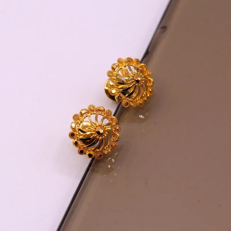 Dazzle In Elegance With Our Biggest Jewelry Sale Fabulous 22kt yellow gold handmade stud earrings filigree work solid Stud Earrings stylish modern jewelry from india Dazzle In Elegance With Our Biggest Jewelry Sale Fabulous 22kt yellow gold handmade stud earrings filigree work solid Stud Earrings stylish modern jewelry from india