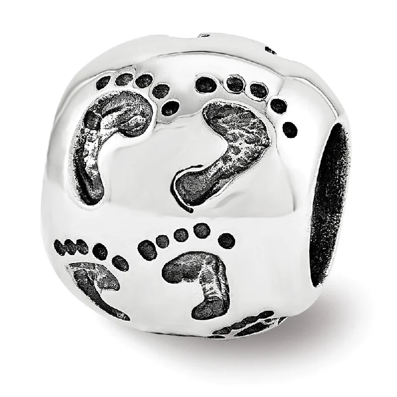 Stunning Statement Jewelry, Unbeatable Discounts Family Footprints Bead Charm in Antiqued Sterling Silver Stunning Statement Jewelry, Unbeatable Discounts Family Footprints Bead Charm in Antiqued Sterling Silver