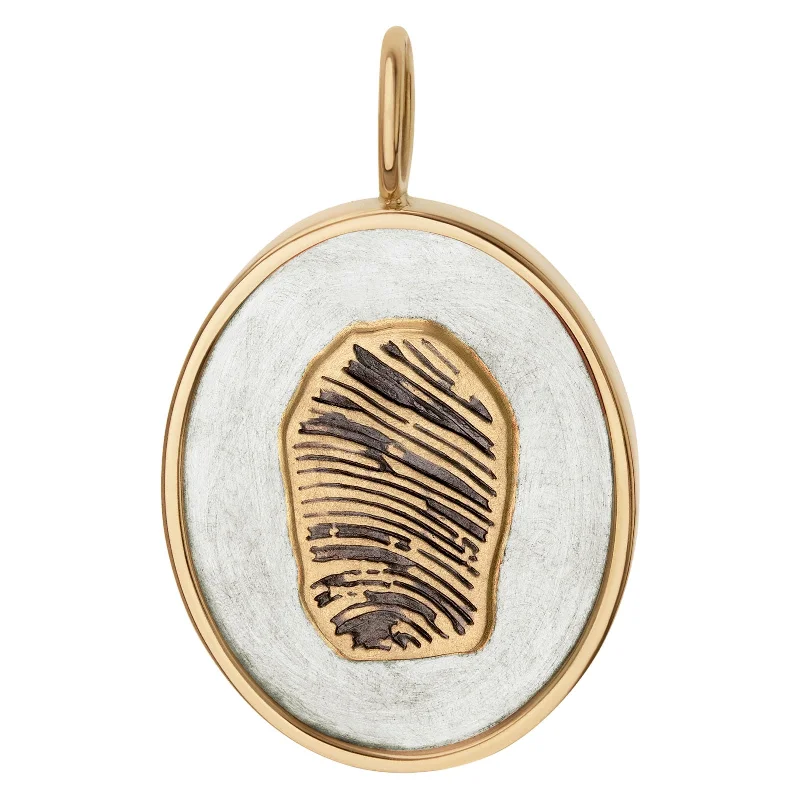 Fingerprint Double Framed Oval Charm