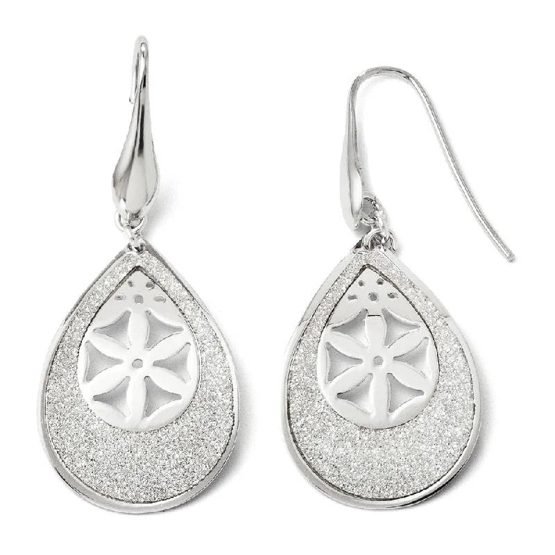 Handcrafted Beauty At Affordable Prices Glitter and Floral Teardrop Dangle Earrings in Sterling Silver Handcrafted Beauty At Affordable Prices Glitter and Floral Teardrop Dangle Earrings in Sterling Silver