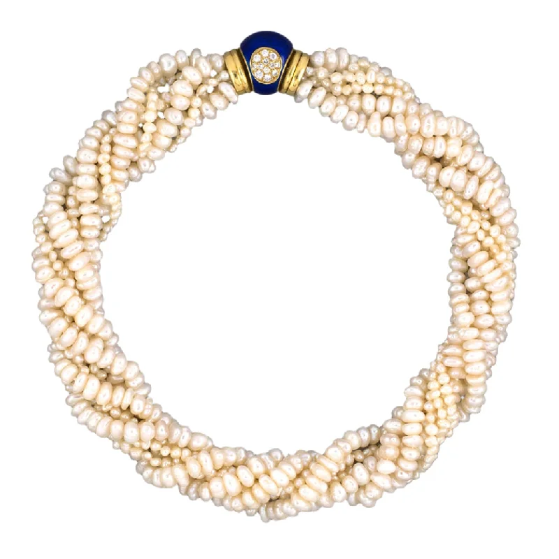 Jewelry Flash Sale – Stylish Designs At Unbeatable Rates 6-Strand Pearl Torsade Necklace with Sapphires, Diamonds & Blue Enamel Jewelry Flash Sale – Stylish Designs At Unbeatable Rates 6-Strand Pearl Torsade Necklace with Sapphires, Diamonds & Blue Enamel