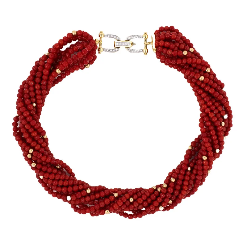 Unmissable Deals On Handmade Jewelry Collections 12-Strand Coral Torsade Necklace with Diamond Buckle Clasp Unmissable Deals On Handmade Jewelry Collections 12-Strand Coral Torsade Necklace with Diamond Buckle Clasp