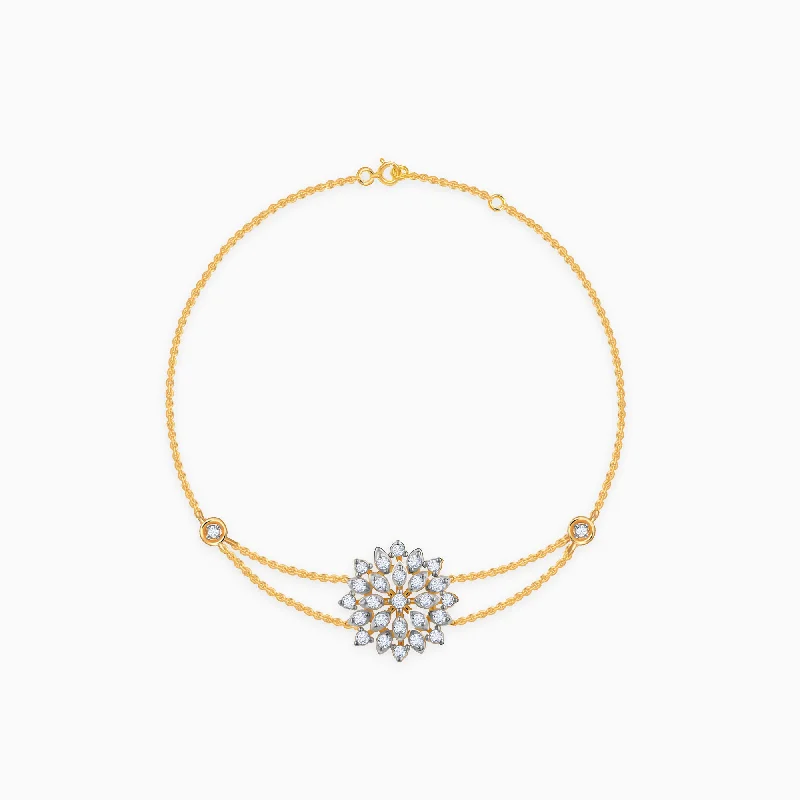 Gold Geometric Floral Diamond Bracelet