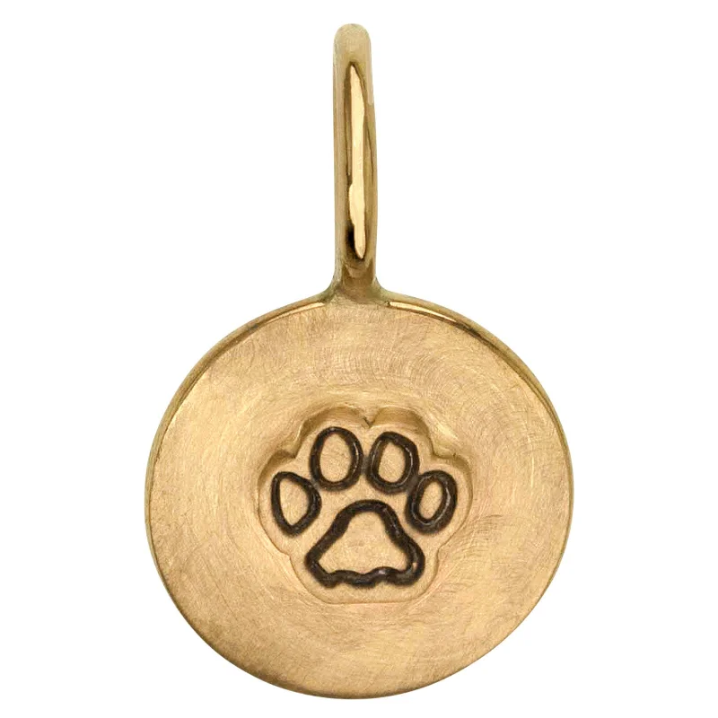 Gold Paw Print Round Charm