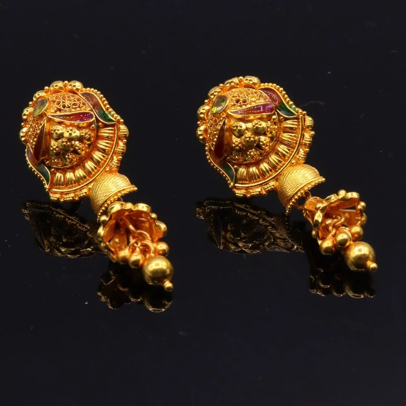 Trendy And Classic Jewelry Now At Reduced Prices Handmade filigree work 22karat yellow gold fabulous stud earrings chandelier antique design tribal jewelry form rajasthan india Trendy And Classic Jewelry Now At Reduced Prices Handmade filigree work 22karat yellow gold fabulous stud earrings chandelier antique design tribal jewelry form rajasthan india