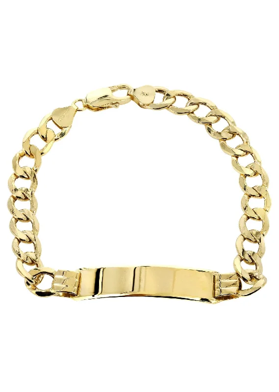 Semi Solid  Id Cuban Bracelet 10K Yellow Gold