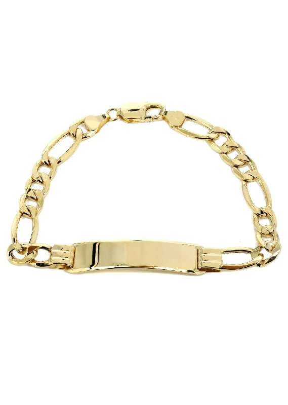 Semi Solid  Id Figaro Bracelet 10K Yellow Gold