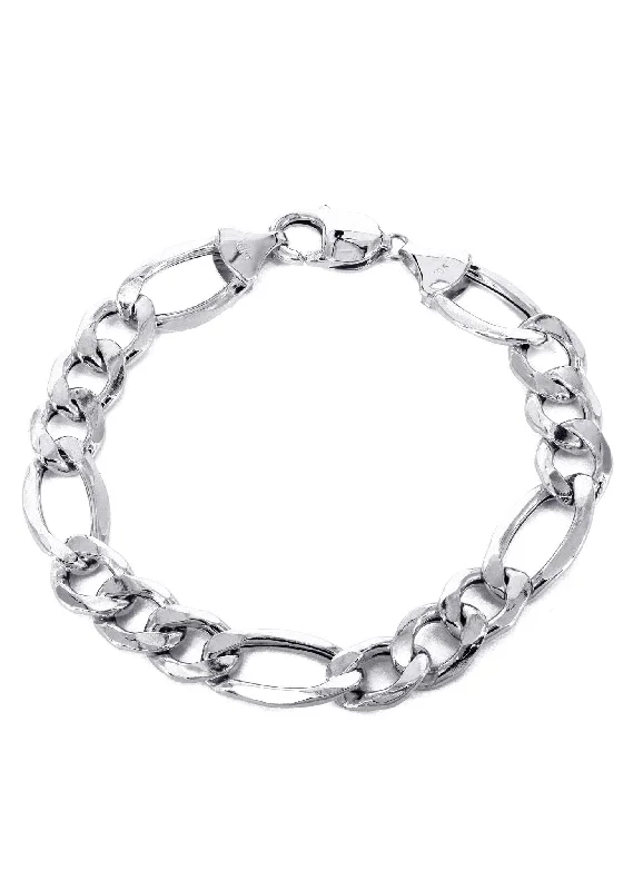 Elegant Necklaces And Bracelets At Limited-Time Offers Semi Solid Mens Figaro Bracelet 10K White Gold Elegant Necklaces And Bracelets At Limited-Time Offers Semi Solid Mens Figaro Bracelet 10K White Gold