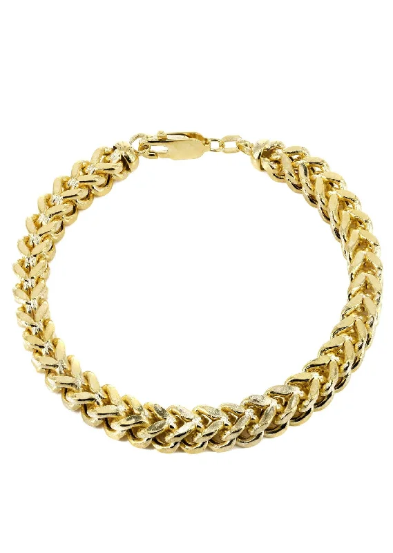 Breathtaking Jewelry At Limited-Time Savings Semi Solid Mens Franco Bracelet 10K Yellow Gold Breathtaking Jewelry At Limited-Time Savings Semi Solid Mens Franco Bracelet 10K Yellow Gold