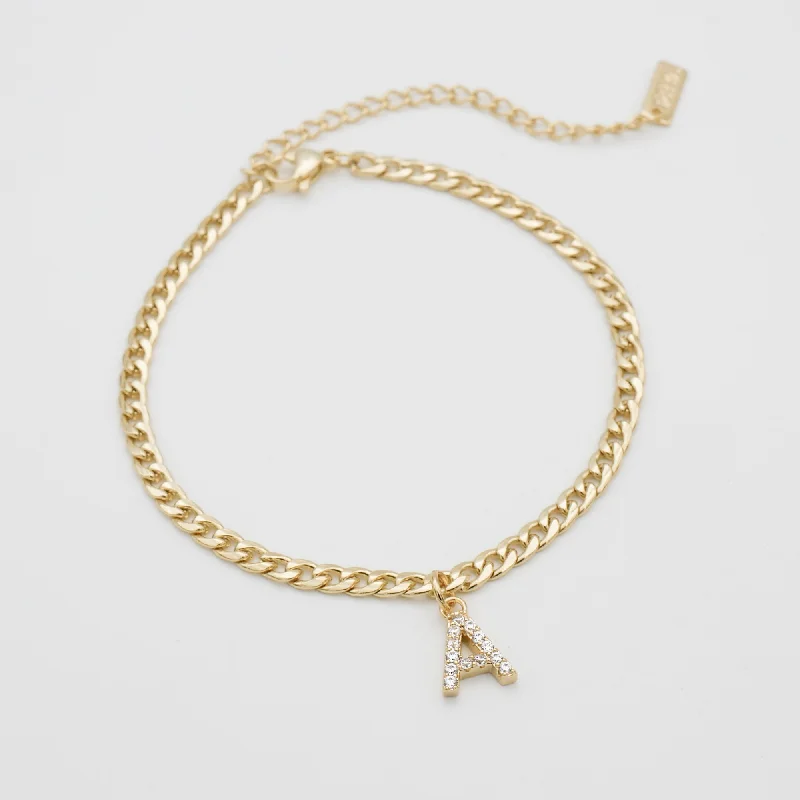 ICY Initial Anklet | Cuban