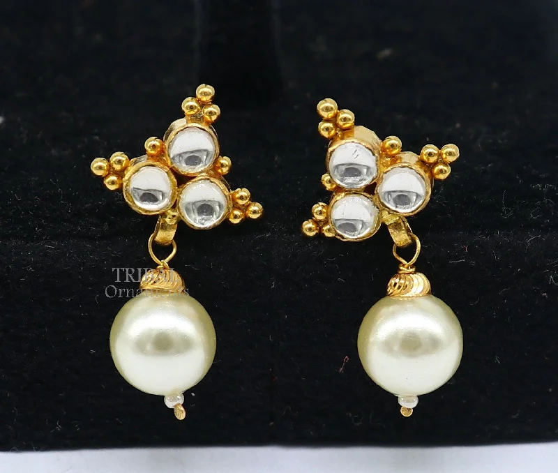 Elegant Jewelry At Unbeatable Prices – Shop Today Indian traditional design handmade kundan work fabulous design 22 k 22 carat yellow gold stud earring with hanging pearl girls jewelry er168 Elegant Jewelry At Unbeatable Prices – Shop Today Indian traditional design handmade kundan work fabulous design 22 k 22 carat yellow gold stud earring with hanging pearl girls jewelry er168