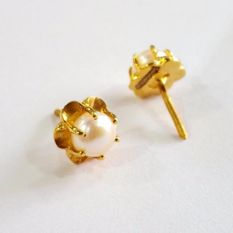 Premium Jewelry At Promotional Prices – Shine Today Indian traditional style vintage antique designer gorgeous 22karat yellow gold natural pearl stud earrings pair best collection er80 Premium Jewelry At Promotional Prices – Shine Today Indian traditional style vintage antique designer gorgeous 22karat yellow gold natural pearl stud earrings pair best collection er80