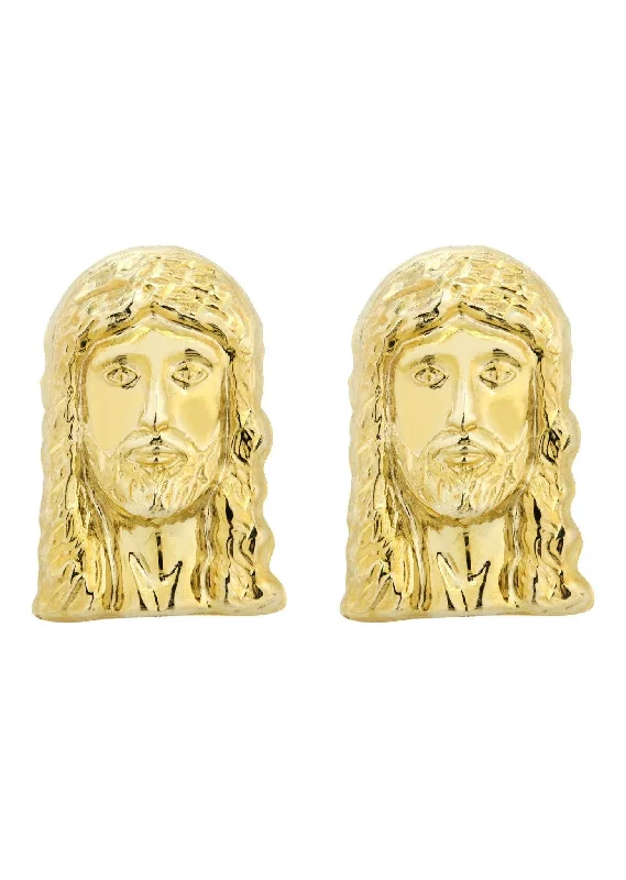 10K Jesus Head Gold Earrings For Men | Appx 1/2 Inches Wide