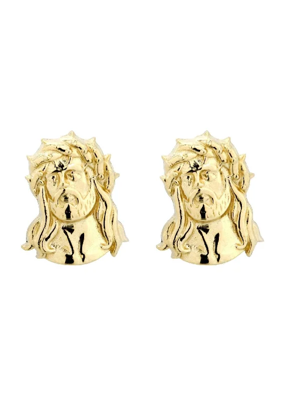 10K Jesus Head Gold Earrings For Men | Appx 1/4 Inches Wide