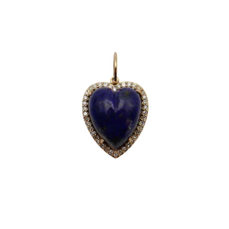 Waterproof Stainless Steel Jewelry For Lasting Beauty Lapis Heart & Diamond 14K Gold Pendant