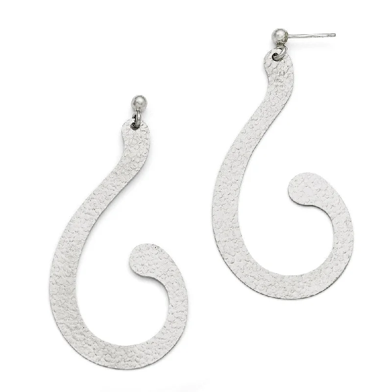 Get The Jewelry You Love At A Price You Love Large Textured Scroll Post Dangle Earrings in Sterling Silver Get The Jewelry You Love At A Price You Love Large Textured Scroll Post Dangle Earrings in Sterling Silver
