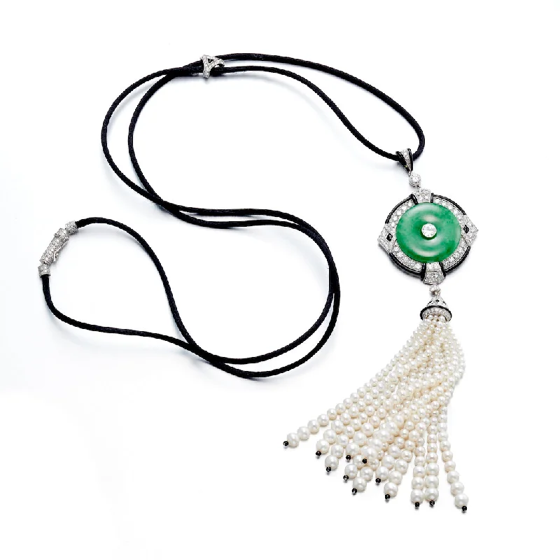 Jewelry Clearance Event – Last Chance For Stunning Deals Jade, Diamond & Pearl Tassel Necklace Jewelry Clearance Event – Last Chance For Stunning Deals Jade, Diamond & Pearl Tassel Necklace