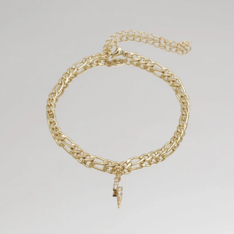 Elegant Necklaces And Bracelets At Limited-Time Offers ICY Lightning Bolt Figaro Anklet Elegant Necklaces And Bracelets At Limited-Time Offers ICY Lightning Bolt Figaro Anklet