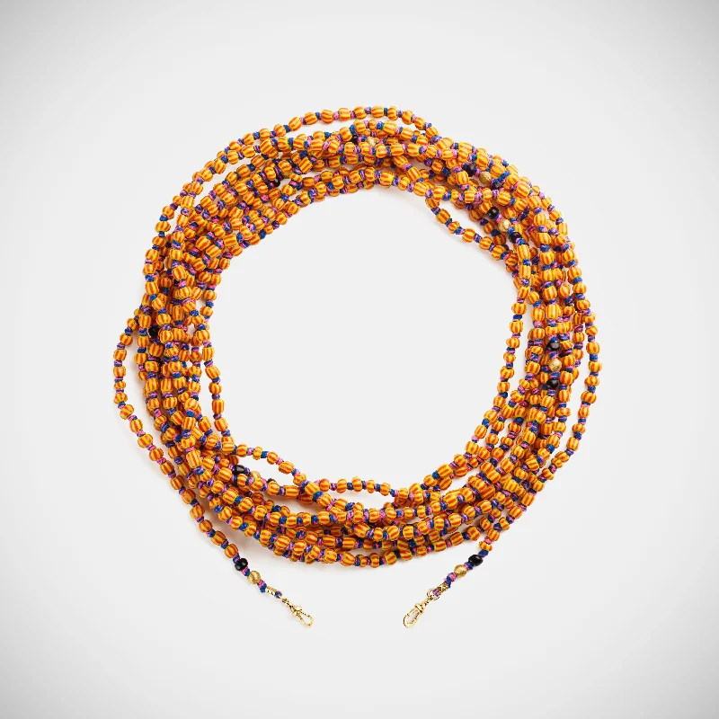 Mauli beads ghana orange & red 4m