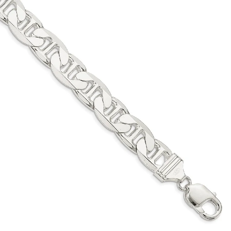 Men's 11.5mm, Sterling Silver, Solid Anchor Chain Bracelet