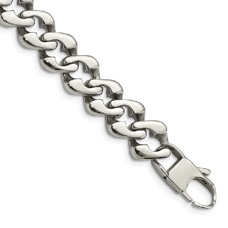 Shop Fine Jewelry With Amazing Deals Men's 13mm Stainless Steel Fancy Curb Chain Bracelet, 8 Inch Shop Fine Jewelry With Amazing Deals Men's 13mm Stainless Steel Fancy Curb Chain Bracelet, 8 Inch