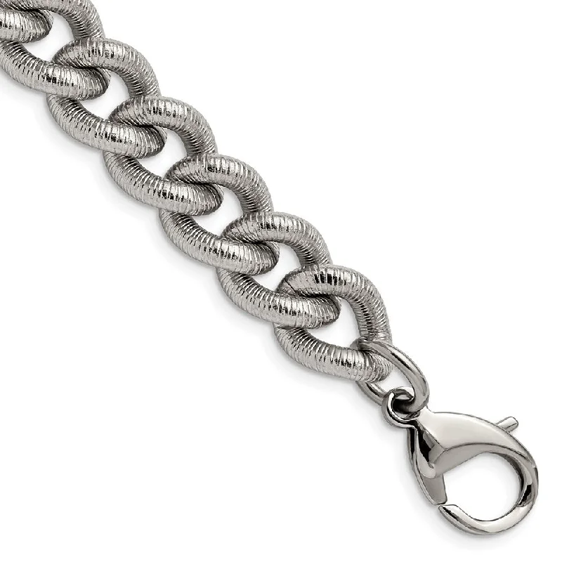 Buy More, Save More – Special Jewelry Discounts Men's 14.5mm Stainless Steel Textured Curb Chain Bracelet, 8.25 Inch Buy More, Save More – Special Jewelry Discounts Men's 14.5mm Stainless Steel Textured Curb Chain Bracelet, 8.25 Inch