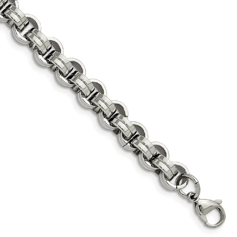 Premium Jewelry Now Available At Special Discounts Mens 8mm Polished Stainless Steel Fancy Rolo Chain Bracelet, 8 Inch Premium Jewelry Now Available At Special Discounts Mens 8mm Polished Stainless Steel Fancy Rolo Chain Bracelet, 8 Inch